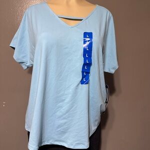 Tranquility by Colorado Clothing Sky Blue V-Neck Tee Large New! 🆕
